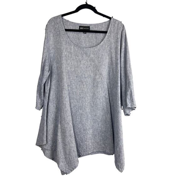 Jones New York Asymmetrical Linen Blend Tunic Blouse Size 1X - Picture 1 of 7